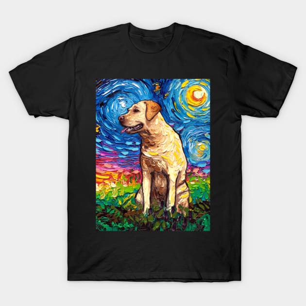 Yellow Labrador Night 2 T-Shirt by sagittariusgallery